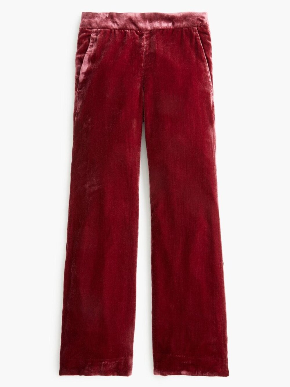 J.Crew Crushed Velvet Pull-On Easy Pants Burgundy Wine Velvet Pants Size 2 NWT